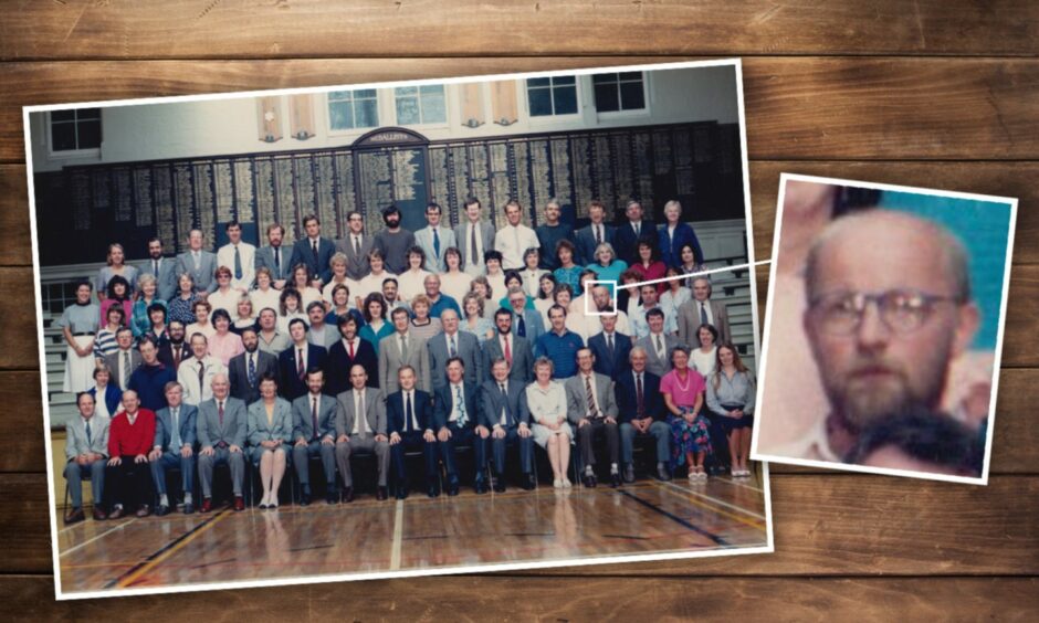 Staff photo at Morgan Academy in 1989, highlighting Don Ewen.