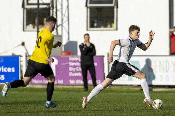 Harry Nicolson, who is on loan at Clach from Caley Thistle