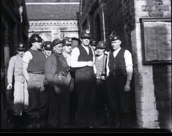A picture taken of some miners following the Valleyfield pit disaster on October 28 1939.