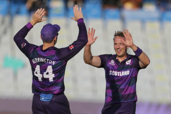 Scotland match-winners Richie Berrington and Josh Davey.