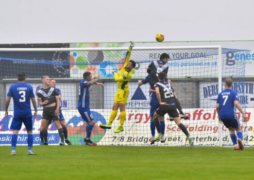 Brett Long in action for Peterhead against Airdrie.