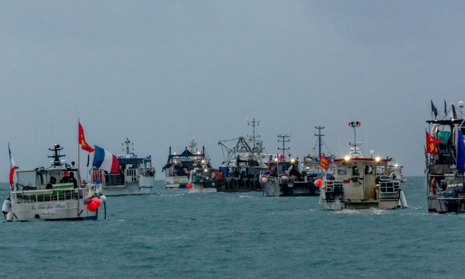 A flotilla of angry French fishing crews entered UK waters near Jersey in May. 