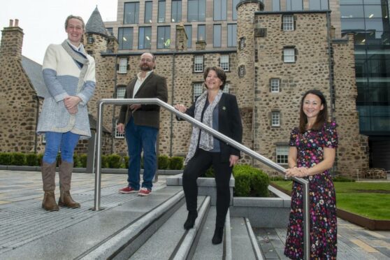 Hannah Miley, Stuart MacBride, Marie Boulton and Johanna Basford. Aberdeen.