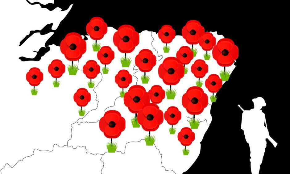 Map showing the thousands of Aberdeen and Aberdeenshire soldiers killed in World War One