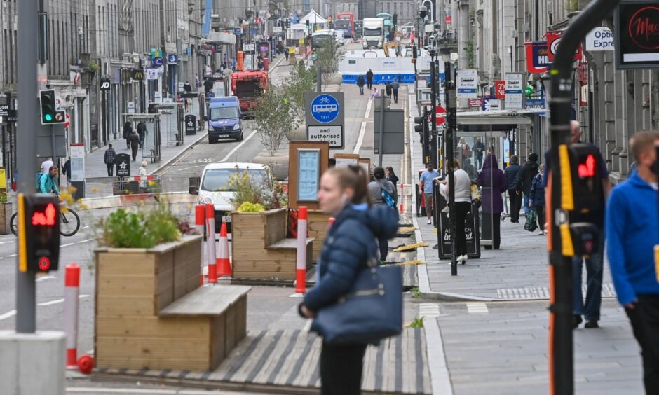 It's a knock-out: Union Street has been described as an "obstacle course" for people with sight issues due to Aberdeen City Council's Spaces For People benches.