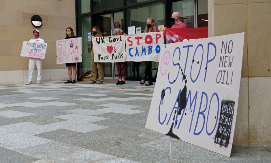 Stop Cambo campaigners in Edinburgh.