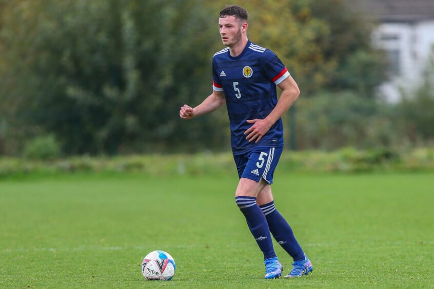 Dundee United star Kerr Smith in Scotland U/19 action.