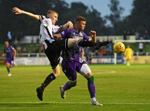 David Wilson (left) in action for Elgin City against Hibernian.