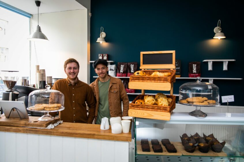 Brothers Will, left, and Henry Philip behind the counter in their new cafe in St Monans.