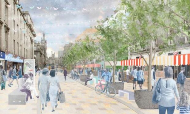 A council-produced concept image of a pedestrianised Union Street, outside the planned new market development on the former BHS site.