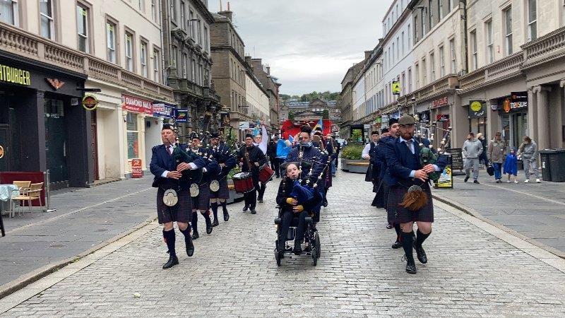 Katie led the Dundee City Pipe Band troop down Reform Street earlier this month.