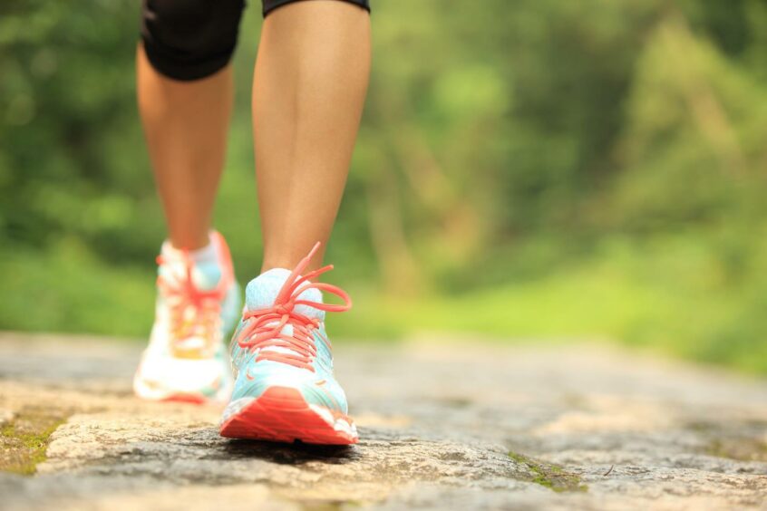 A woman running.