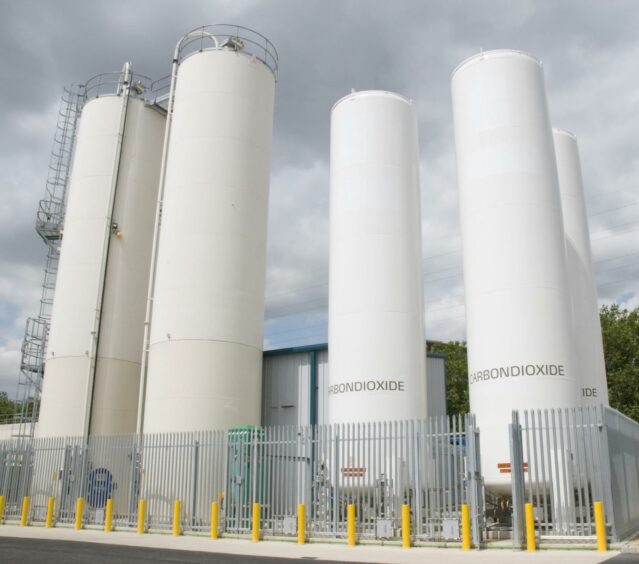 Carbon dioxide silos