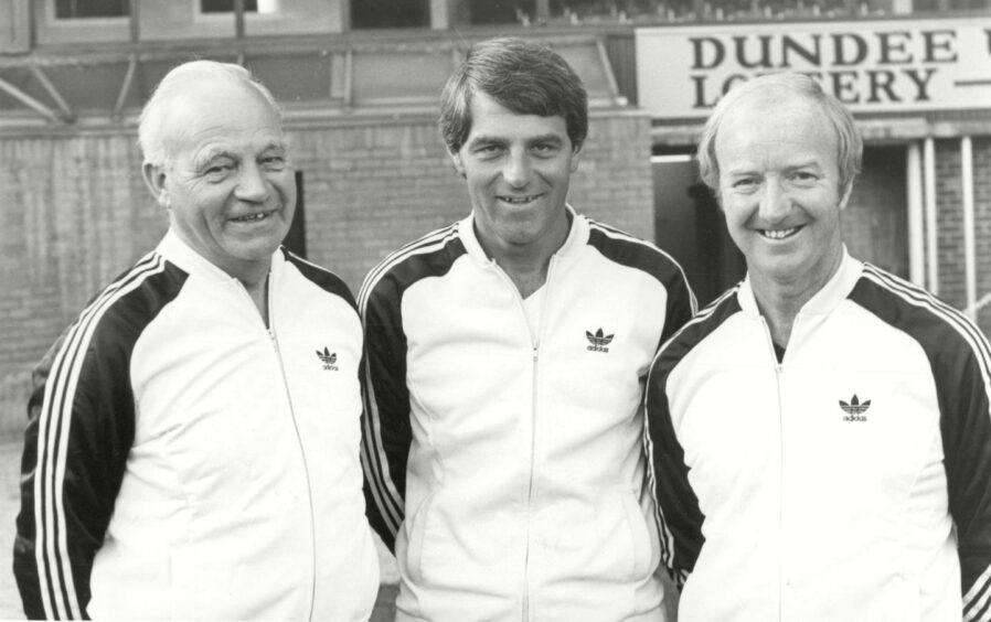 Dundee United's backroom staff, Andy Dickson, Walter Smith and Ian Campbell.