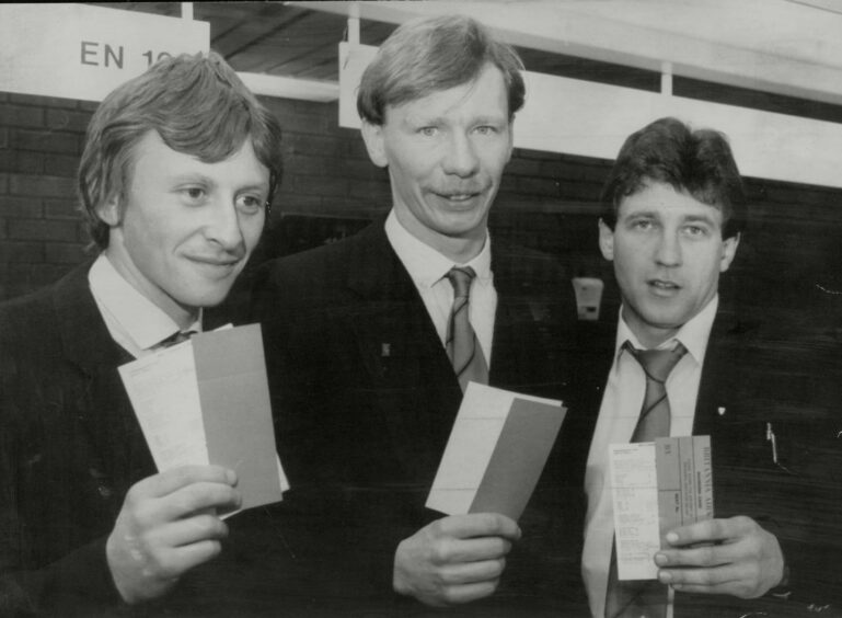 Paul Sturrock, Davie Dodds and Ralph Milne pictured before a European trip to Prague in 1983.