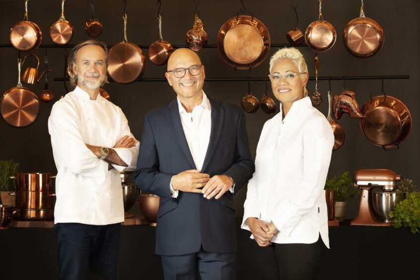 Masterchef: The Professionals with Marcus Wareing, Gregg Wallace and Monica Galetti.