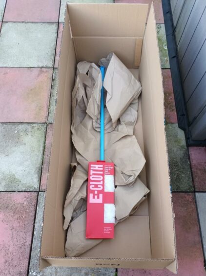 A mop head from Amazon which arrived to a P&J reader in a huge box.