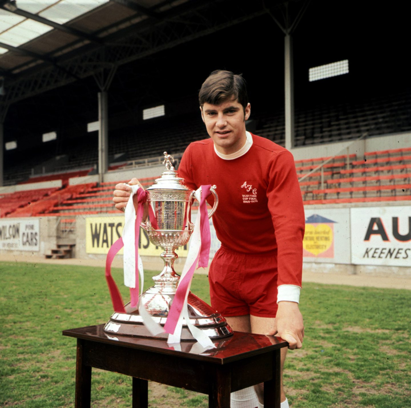 Martin Buchan while an Aberdeen player with the Scottish Cup in 1970.