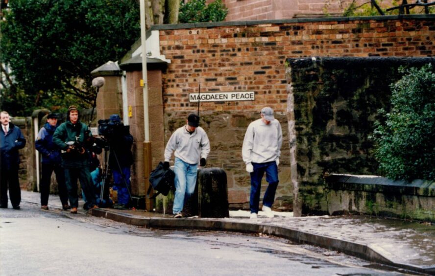 The Crimewatch team filming a scene that featured on the programme.