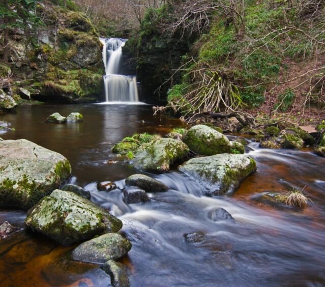A waterfall in Linn Falls - one of the most picturesque walks in Moray