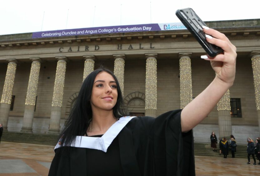 Abbie McCardle, 25, from Forfar, grabbing a quick selfie. She is graduating from her studies in animal care.