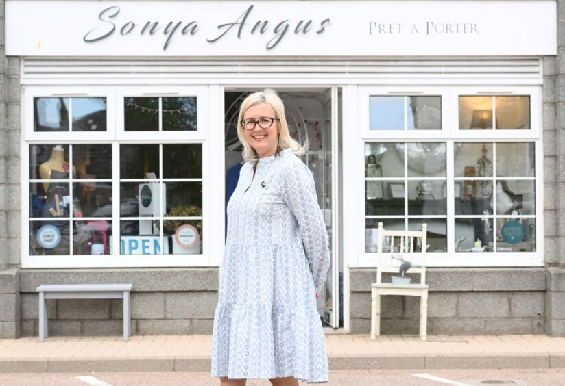 Sonya Angus outside her shop, The Unique Boutique, in Cults, Aberdeen.