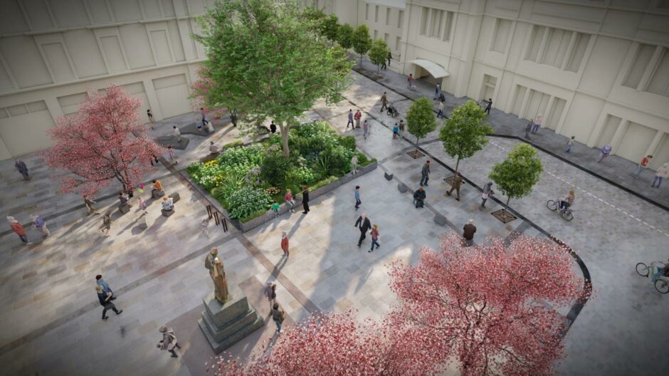 Concept images released by LDA and Aberdeen City Council of how the pedestrianised Upperkirkgate might look.