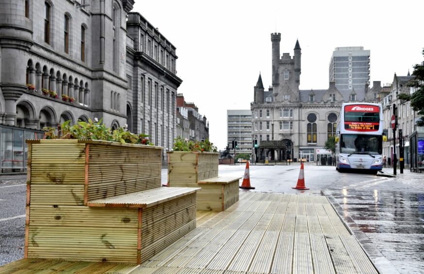 Wooden pavement extensions in Union Street could be gone by the end of the month, if councillors vote through the next review of Spaces For People in Aberdeen.