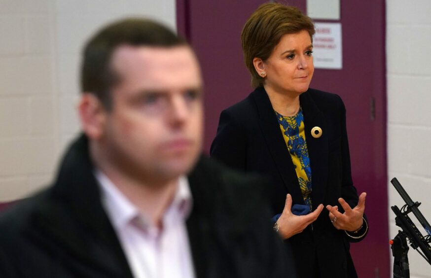 First Minister Nicola Sturgeon along with Scottish Conservative leader Douglas Ross