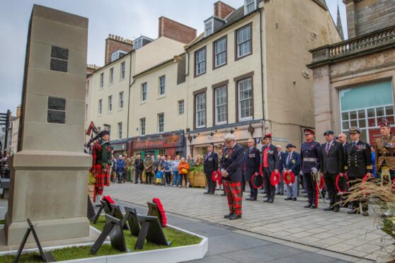 The Remembrance Day service at the veterans' memorial in Perth.