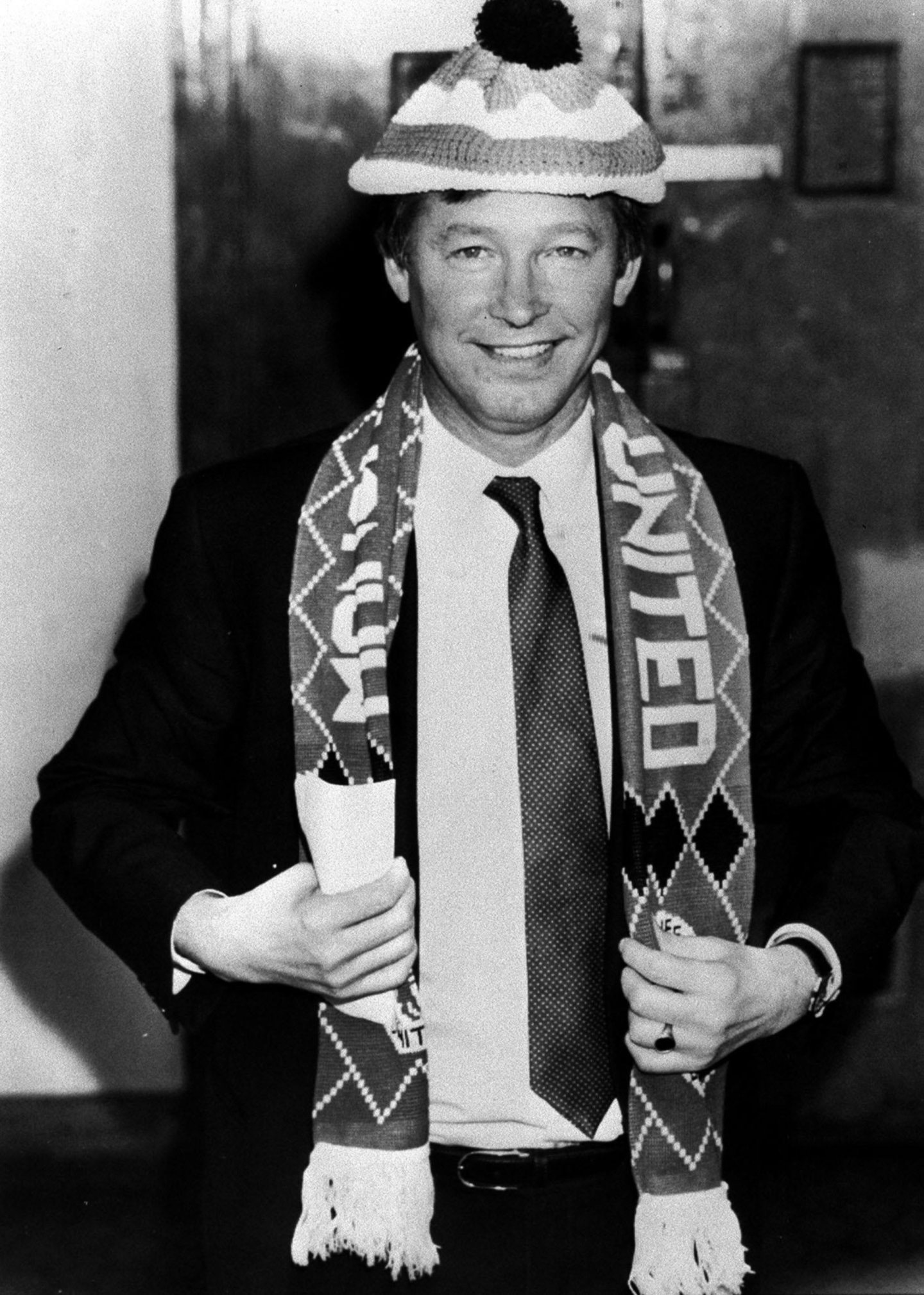 New manager Alex Ferguson is paraded at a press conference at Old Trafford on November 7 1986.