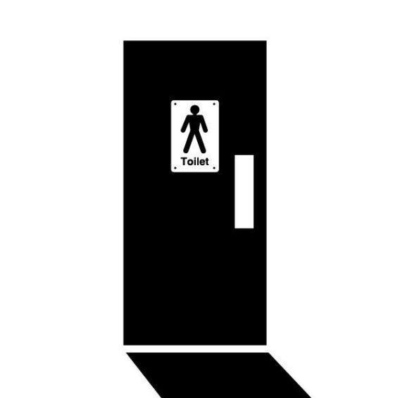 Silhouette of a toilet door