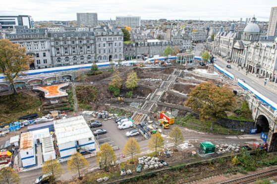 An aerial view of Union Terrace Gardens, captured by DCT Media photographer Wullie Marr on November 5.