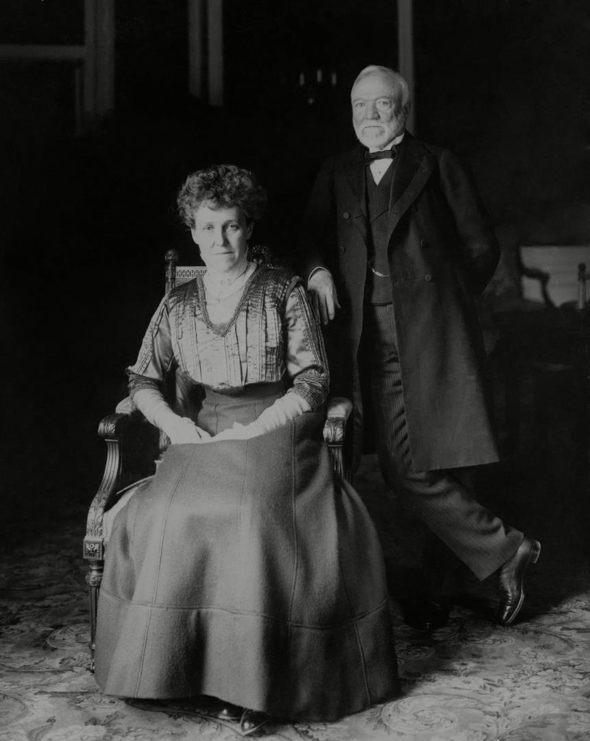 Andrew Carnegie with his wife Louise in 1908. Historical Collection.