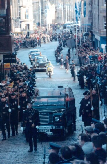The procession in 1996 when the Stone of Destiny was returned to Scotland.