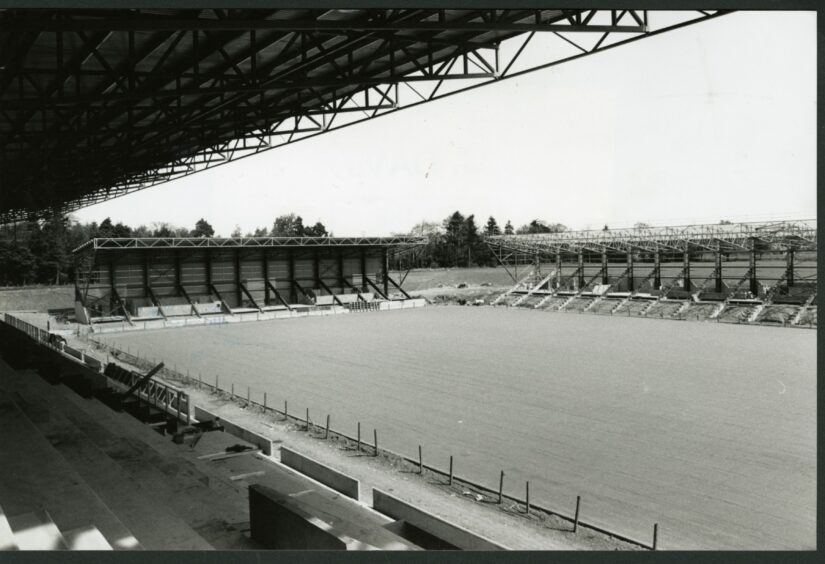Work continues to create McDiarmid Park in May 1989.