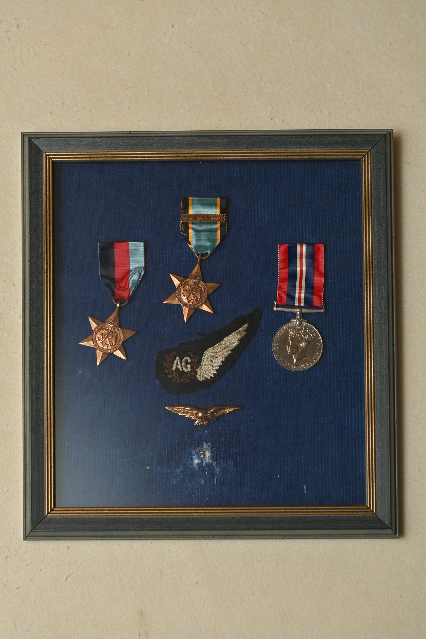 Bill's wings and medals, apart from the George Medal, which had been given to family.