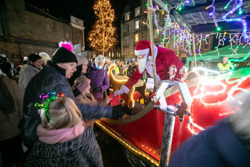 Santa switched on the Dundee West End Christmas lights.