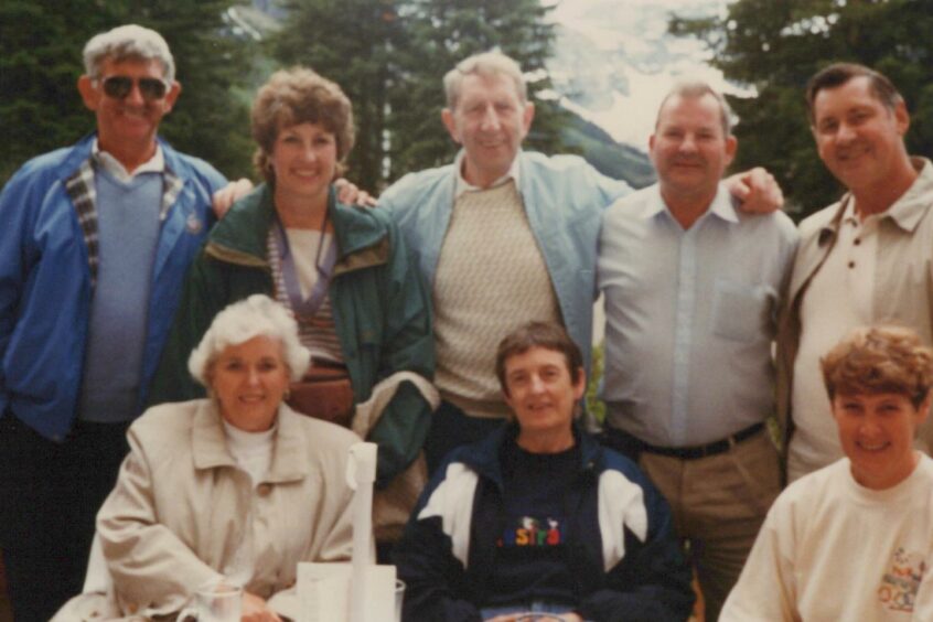 A reunion of former members of St Thomas Swimming Club in Calgary in 2006. Alexander is in the middle on the back row.