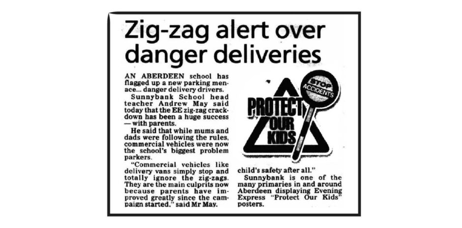 An example of an Evening Express campaign to raise awareness of a public cause - in this case drivers stopping on zig zag lines outside schools