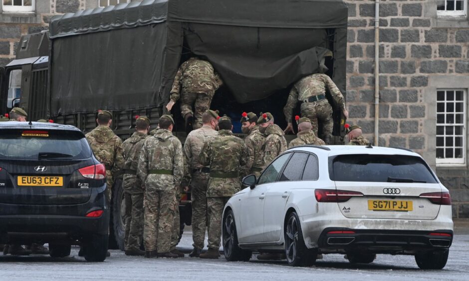 Military personnel arriving in Aberdeen to support Aberdeenshire communities with power cuts.