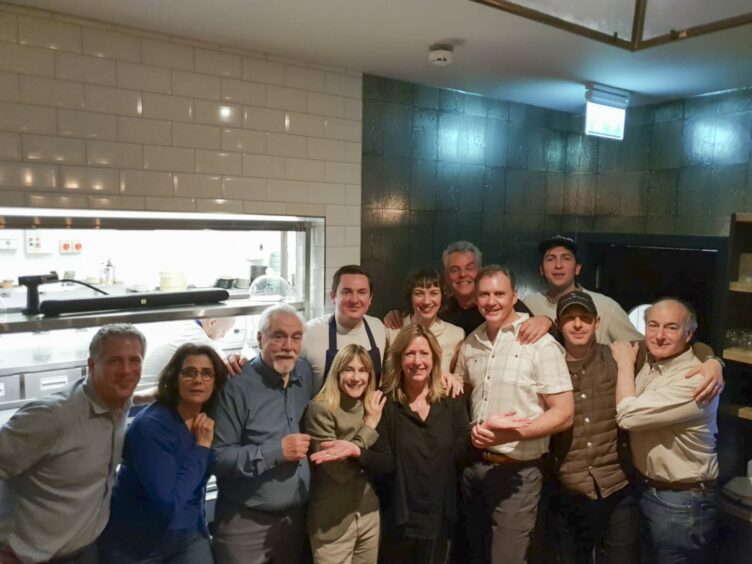 Succession star Brian Cox and cast and crew members including Holly Hunter, Nicholas Braun, Jeremy Strong and Peter Friedman with chef Dean Banks at Haar.