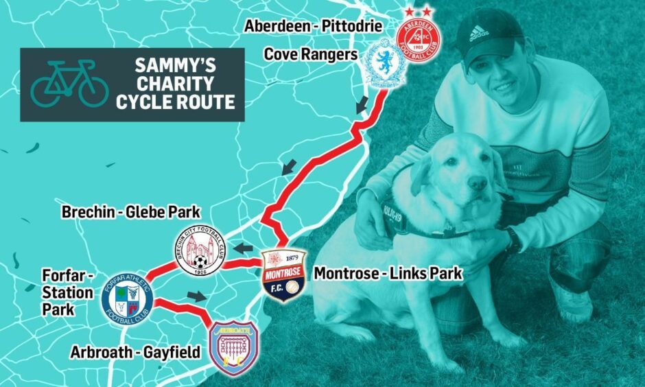 The journey that Sammy took during his charity cycle.