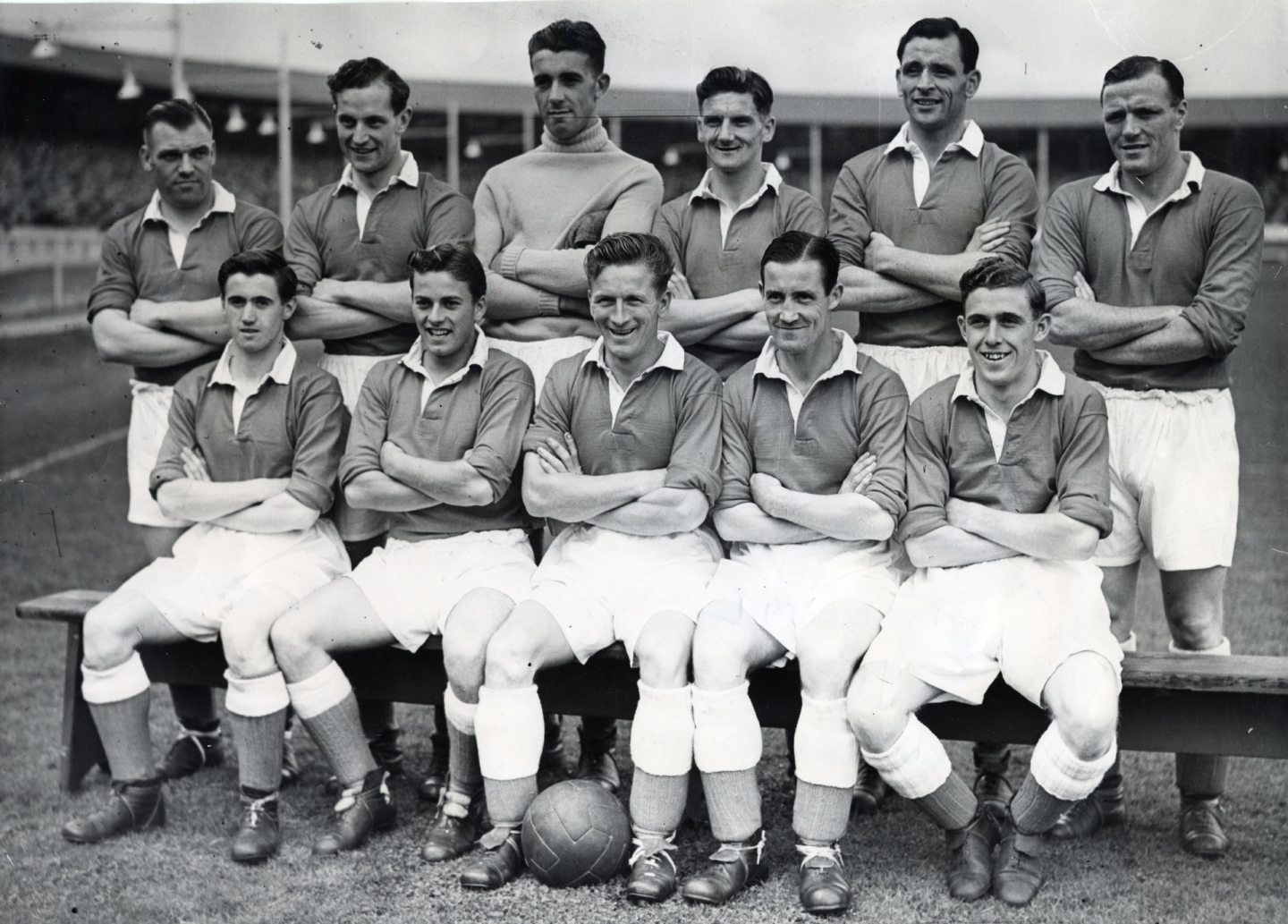 Aberdeen FC pictured in 1951. Back row, from left: Don Emery, Chris Anderson, Fred Martin, Alec Young, Archie Baird and Tony Harris. Front row, from left: Alan Boyd, Harry Yorston, Davie Shaw, George Hamilton and Jack Hather.