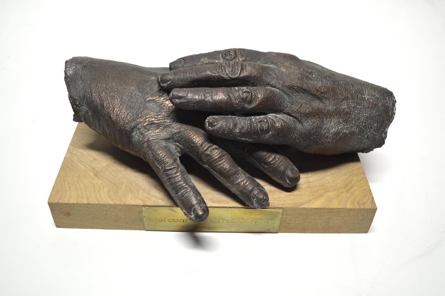 The bronze cast of Sir Alfred's hands.
