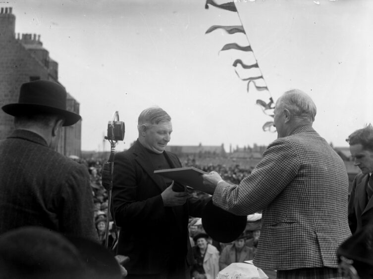 The Duke of Montrose honoured Peterhead's lifeboat heroes in 1942.
