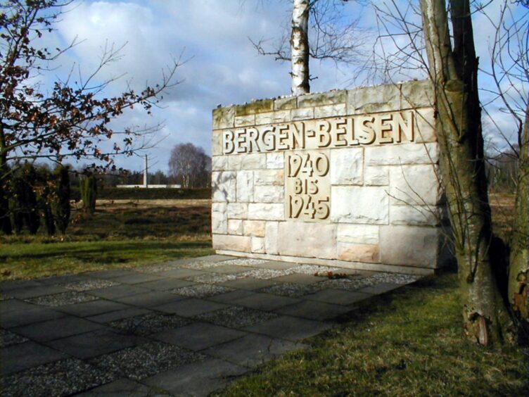 A memorial stone in the grounds of Bergen-Belsen.