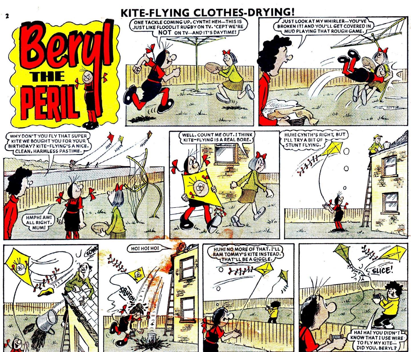 Beryl the Peril by John F Dallas, 1977, who worked on Beano and Topper as well as many other comics. 