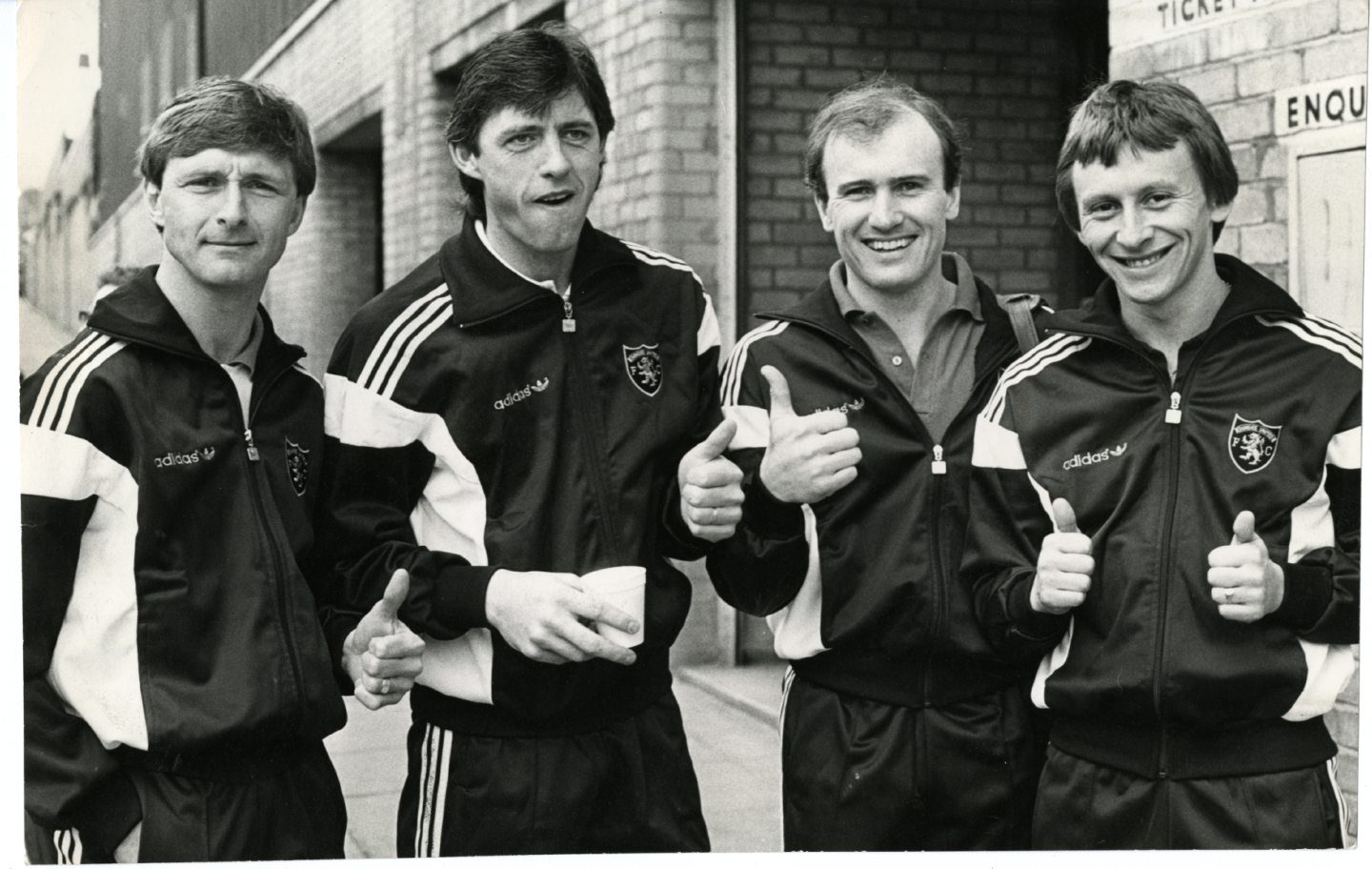 Paul Hegarty, David Narey, Eamonn Bannon and Paul Sturrock are pictured before leaving for Barcelona in 1987.