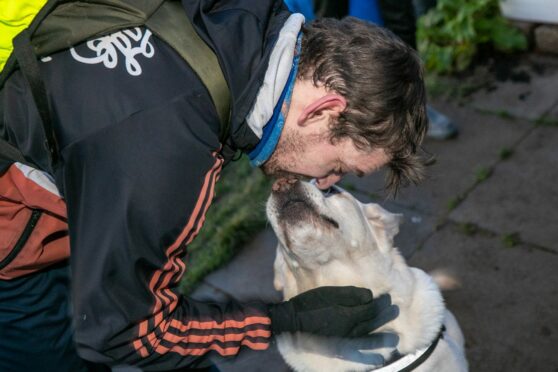 Sammy and Buddy reunited after the cycle.